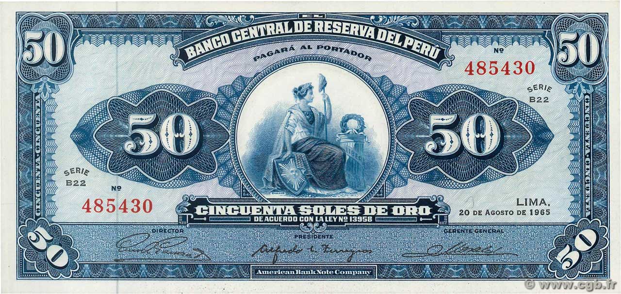 50 Soles de Oro PERU  1965 P.089 UNC