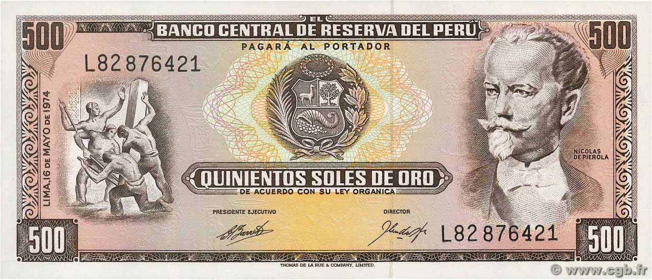 500 Soles de Oro PERU  1974 P.104c UNC