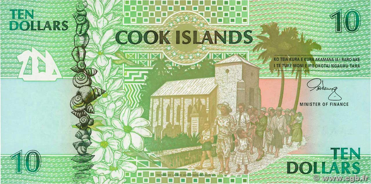 10 Dollars COOK ISLANDS  1992 P.08a UNC