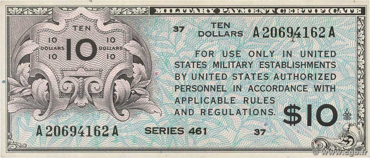 10 Dollars ÉTATS-UNIS D&nbsp;AMÉRIQUE  1946 P.M007 SUP