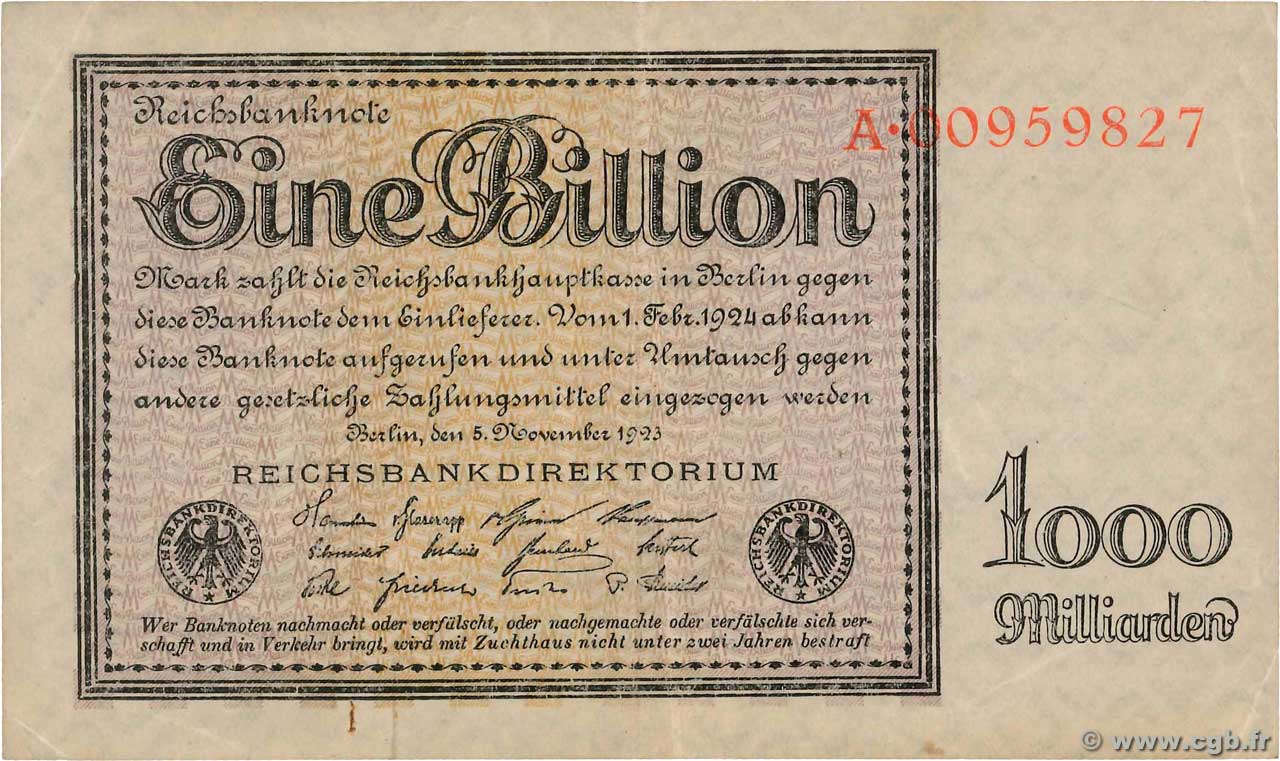 1 Billion Mark DEUTSCHLAND  1923 P.134 SS