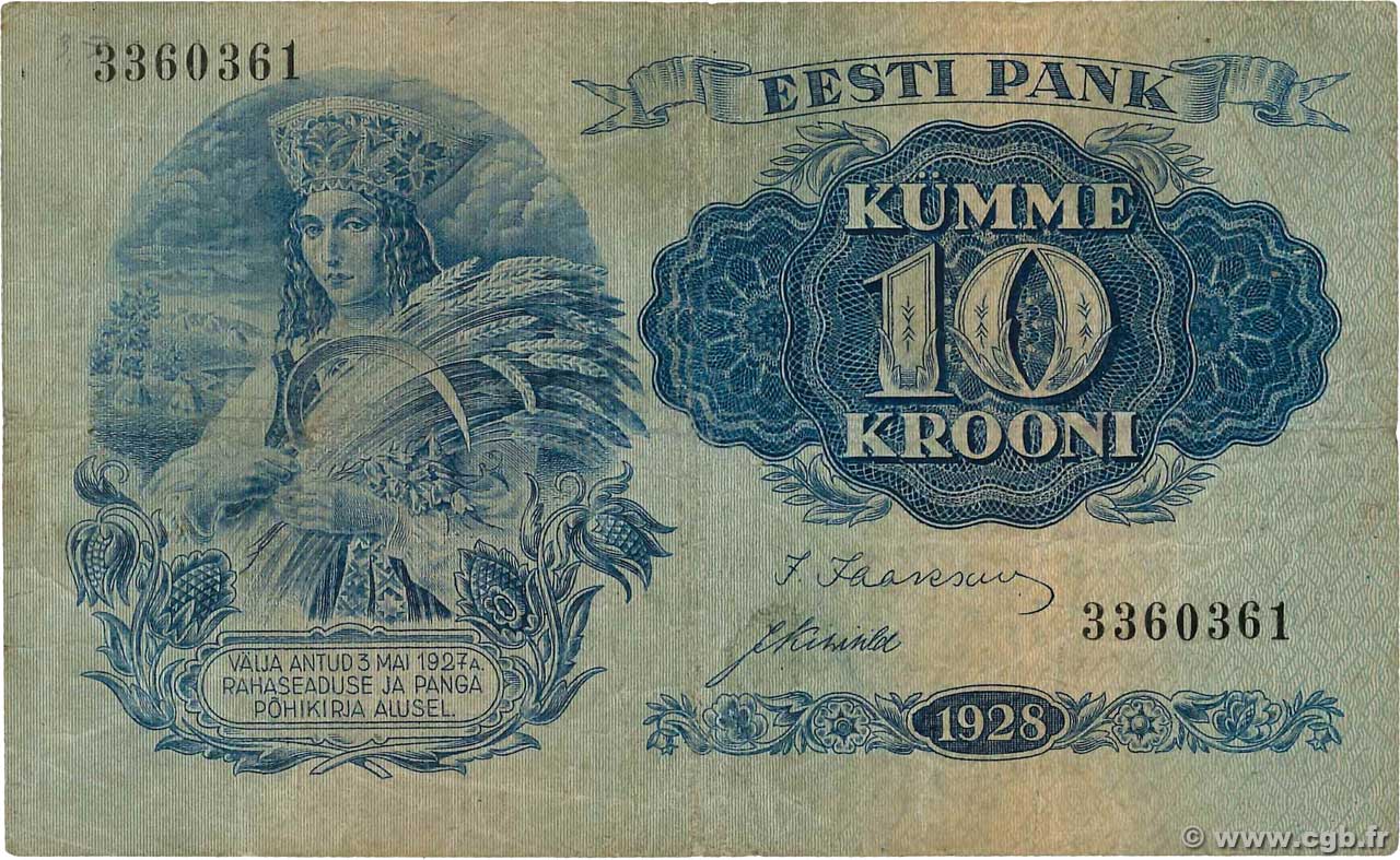 10 Krooni ESTONIA  1928 P.63a BC