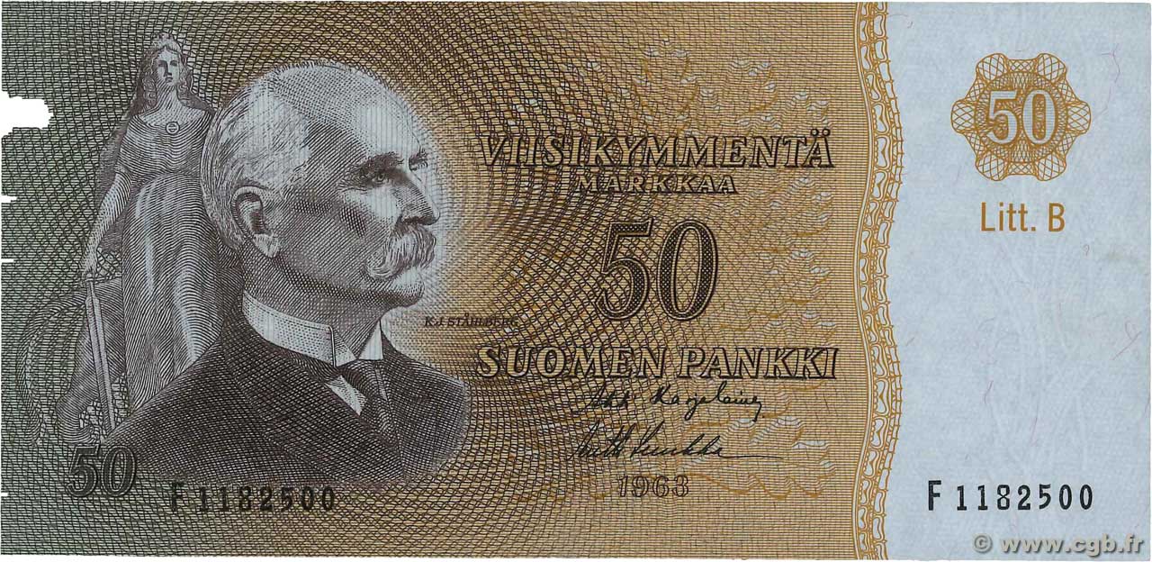 50 Markkaa FINLAND  1963 P.107a VF