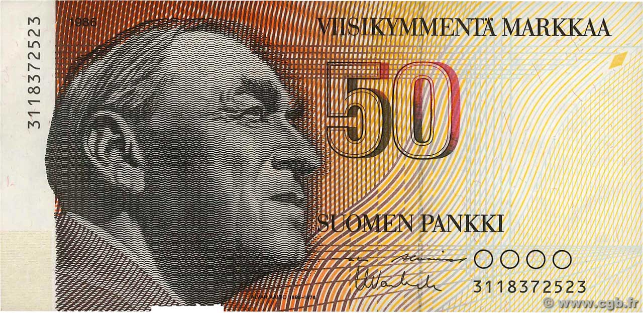 50 Markkaa FINLANDIA  1986 P.114a EBC