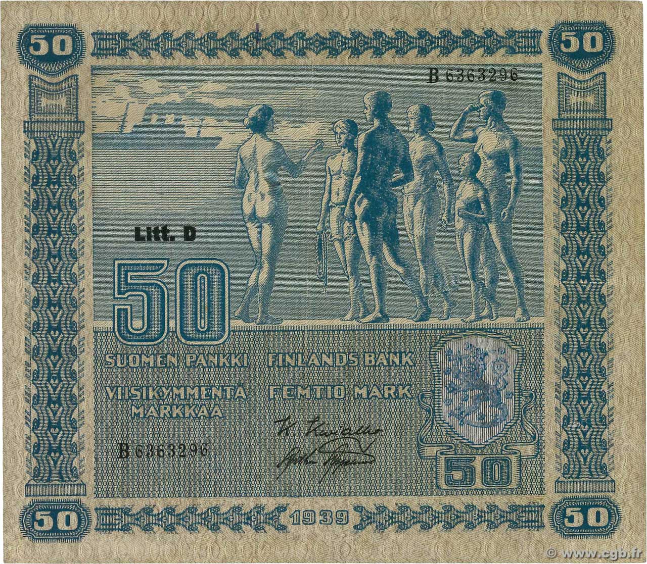 50 Markkaa FINLAND  1939 P.072a XF