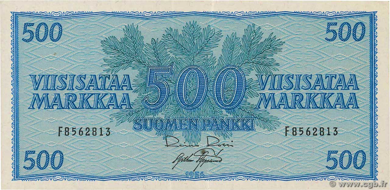500 Markkaa FINNLAND  1955 P.096a VZ