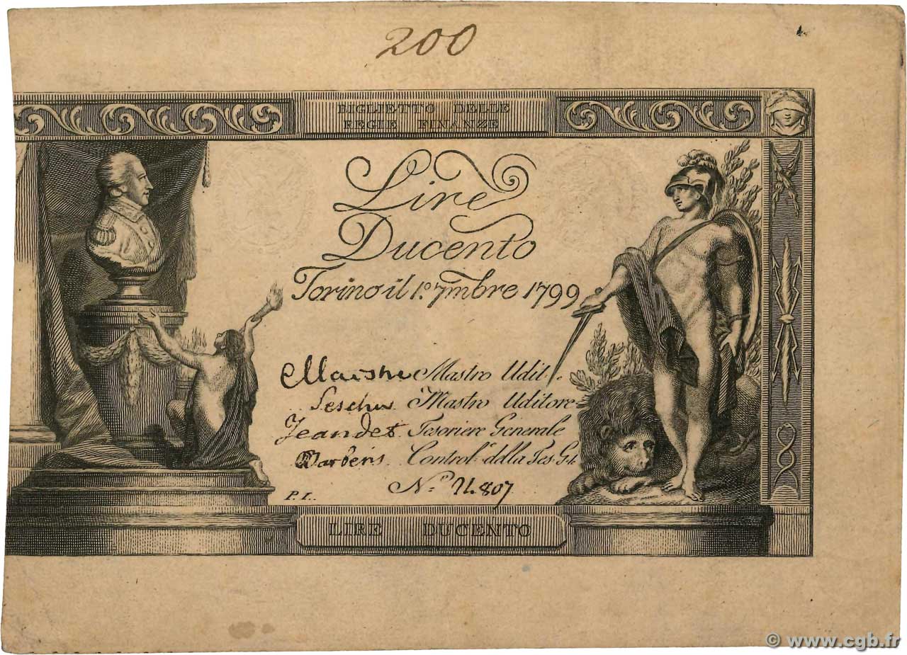 200 Lires ITALIA Turin 1799 PS.133 MBC+