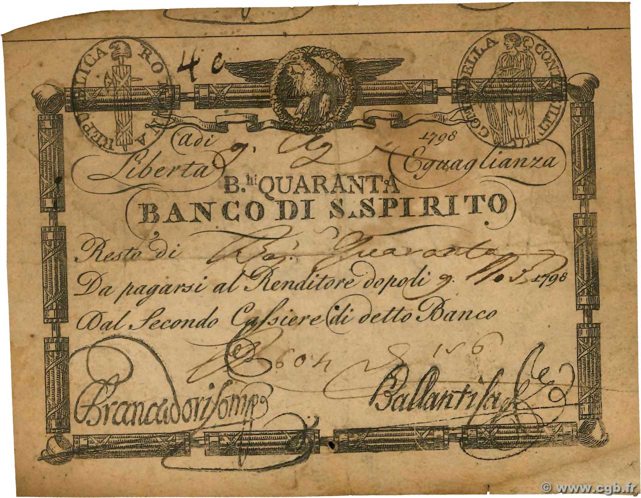 40 Bajocchi ITALIEN  1798 PS.522 S