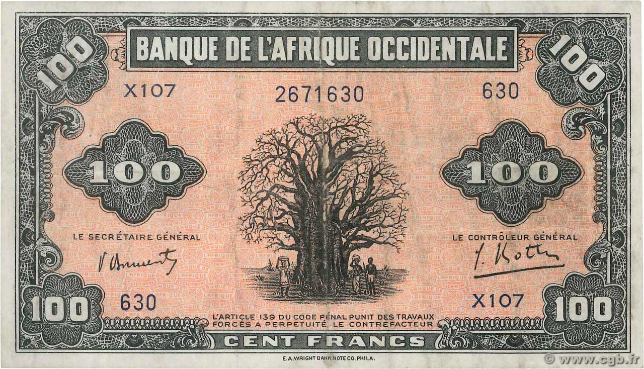 100 Francs AFRIQUE OCCIDENTALE FRANÇAISE (1895-1958)  1942 P.31a TTB+