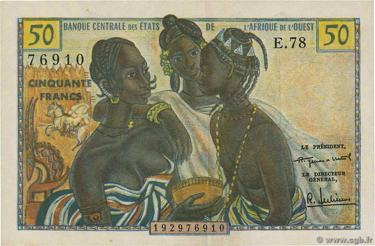 50 Francs WEST AFRIKANISCHE STAATEN  1958 P.001 fST