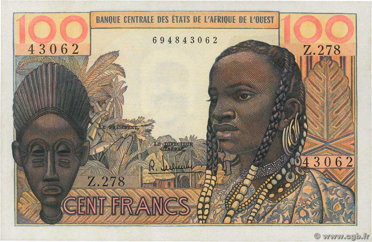 100 Francs WEST AFRICAN STATES  1965 P.002b UNC