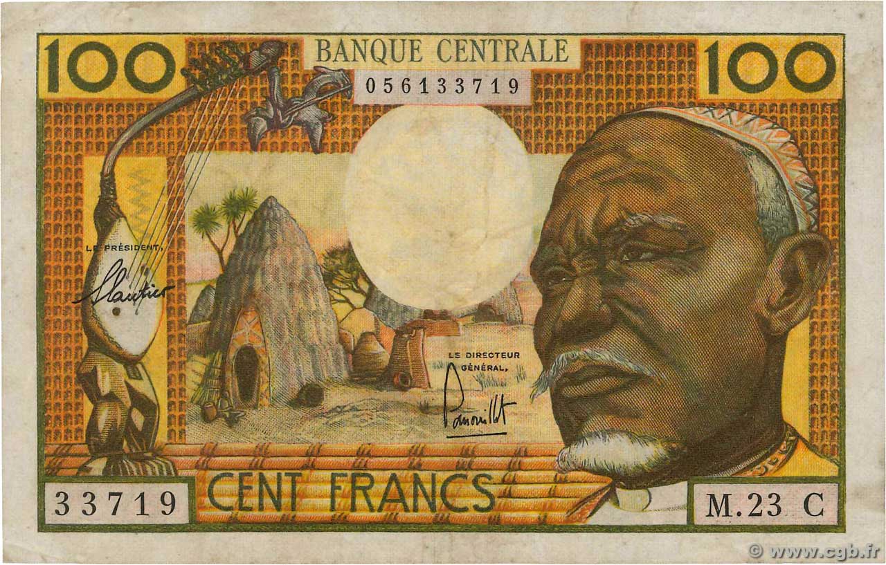100 Francs ÉTATS DE L AFRIQUE ÉQUATORIALE  1962 P.03c TTB