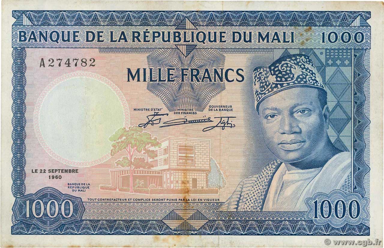 1000 Francs MALI  1960 P.09 VF+