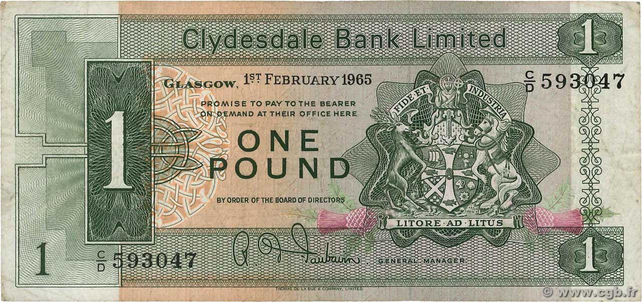 1 Pound SCOTLAND  1965 P.197 F