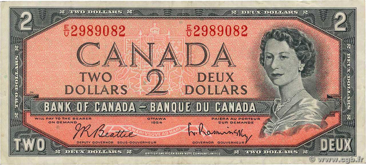 2 Dollars CANADA  1954 P.076b VF