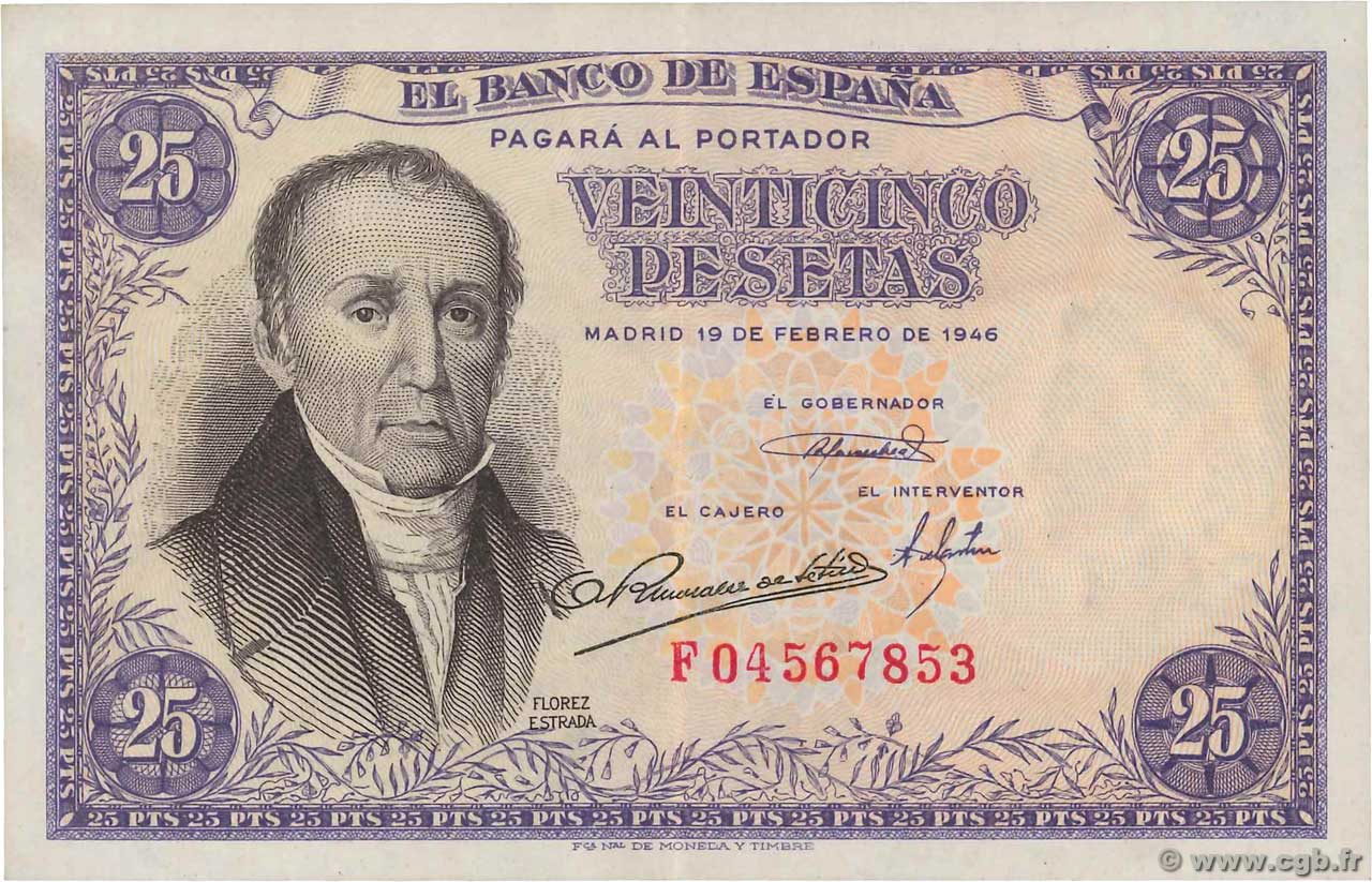 25 Pesetas ESPAÑA  1946 P.130a EBC+