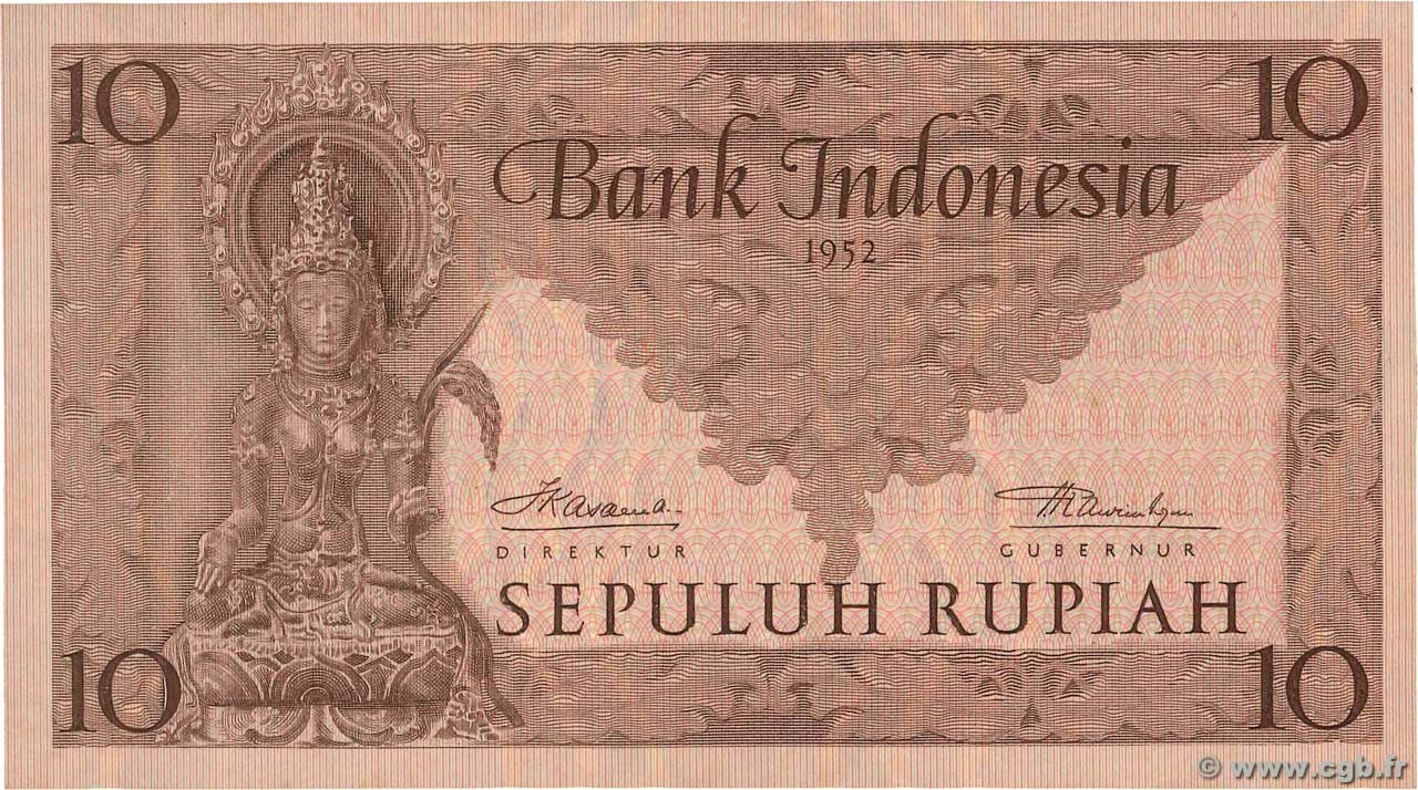 10 Rupiah INDONESIA  1952 P.043b UNC