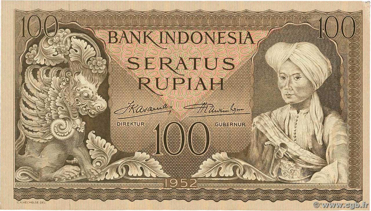 100 Rupiah INDONÉSIE  1952 P.046 SUP+