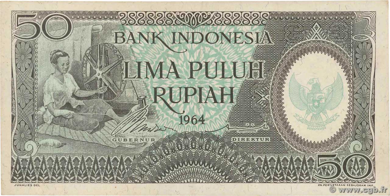 50 Rupiah INDONESIA  1964 P.096 SC