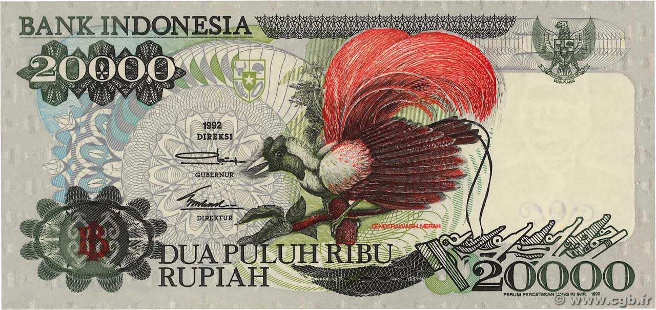 20000 Rupiah INDONESIA  1992 P.132a UNC