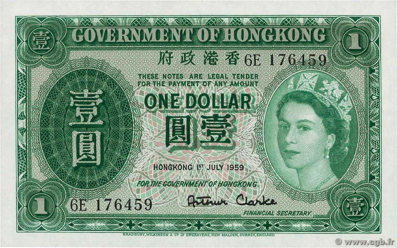 1 Dollar HONG KONG  1959 P.324Ab FDC