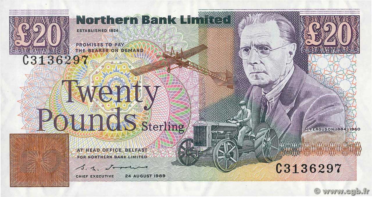 20 Pounds IRLANDE DU NORD 1989 P.195b b93_7865 Billets