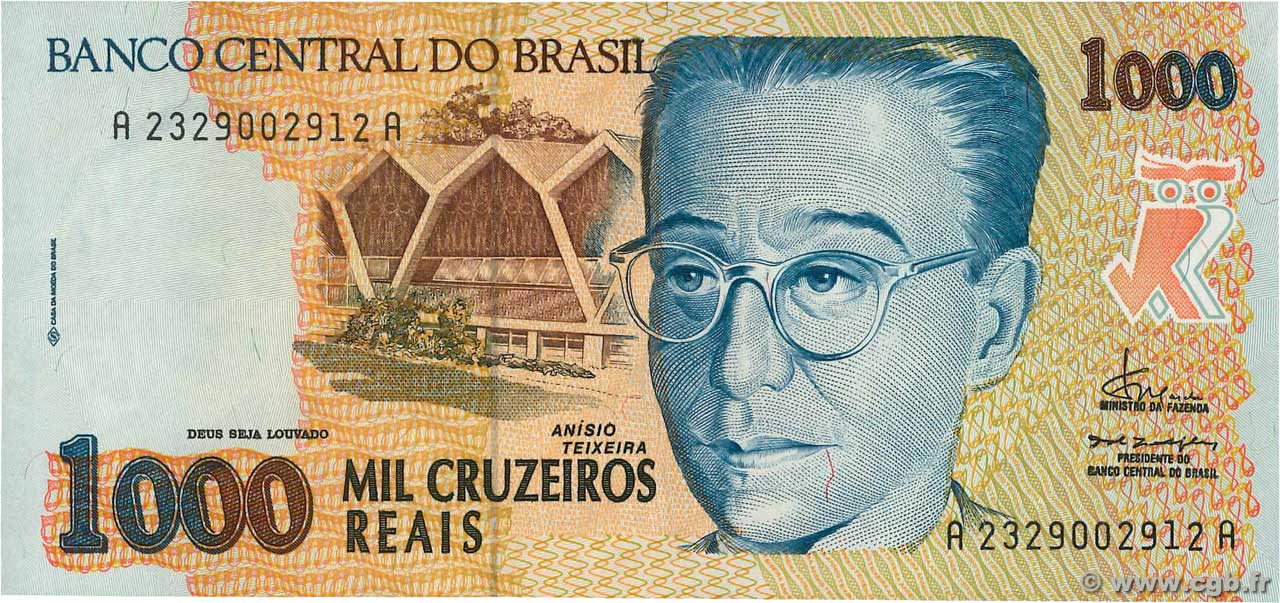 1000 Cruzeiros Reais BRÉSIL  1993 P.240a NEUF