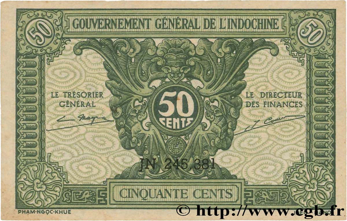 50 Cents INDOCHINA  1942 P.091a SC+
