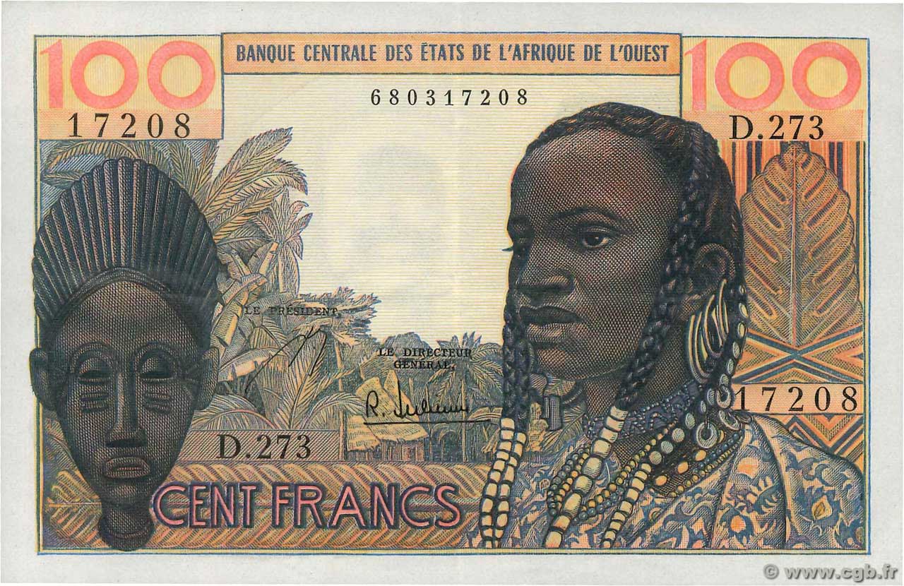 100 Francs WEST AFRIKANISCHE STAATEN  1965 P.002b VZ