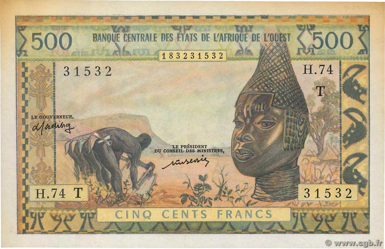 500 Francs ÉTATS DE L AFRIQUE DE L OUEST  1977 P.802Tm pr.SPL