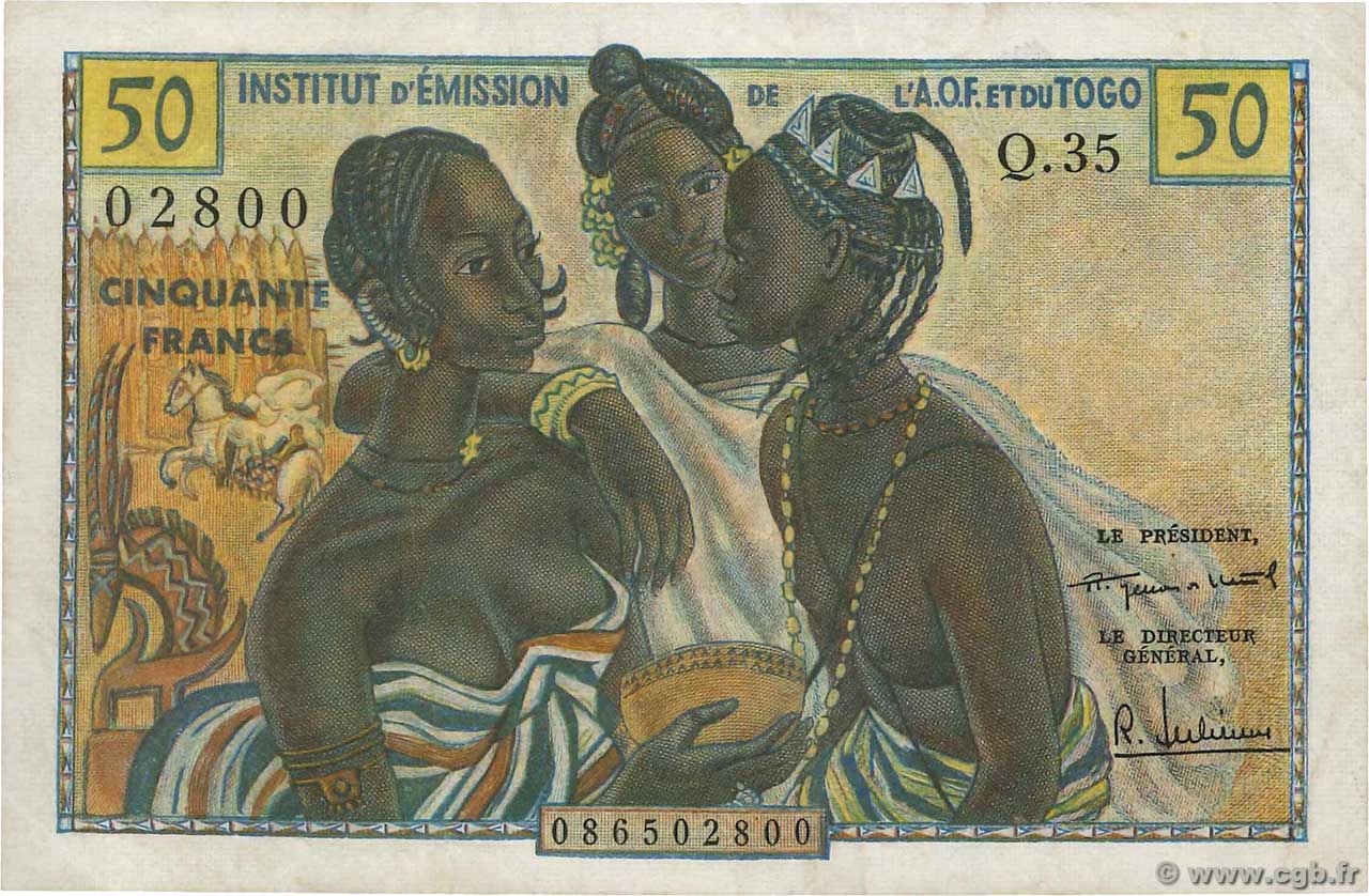 50 Francs FRENCH WEST AFRICA  1956 P.45 VZ