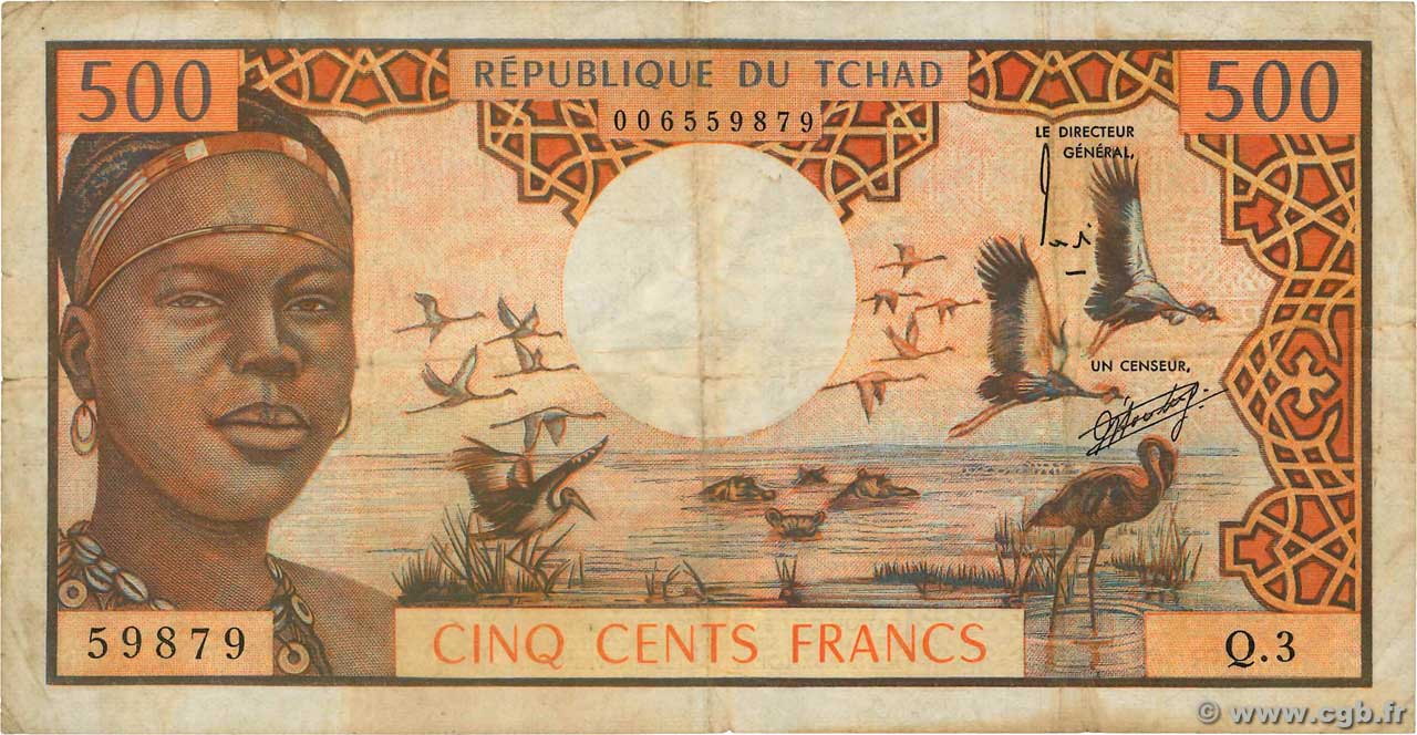 500 Francs CHAD  1974 P.02a BC