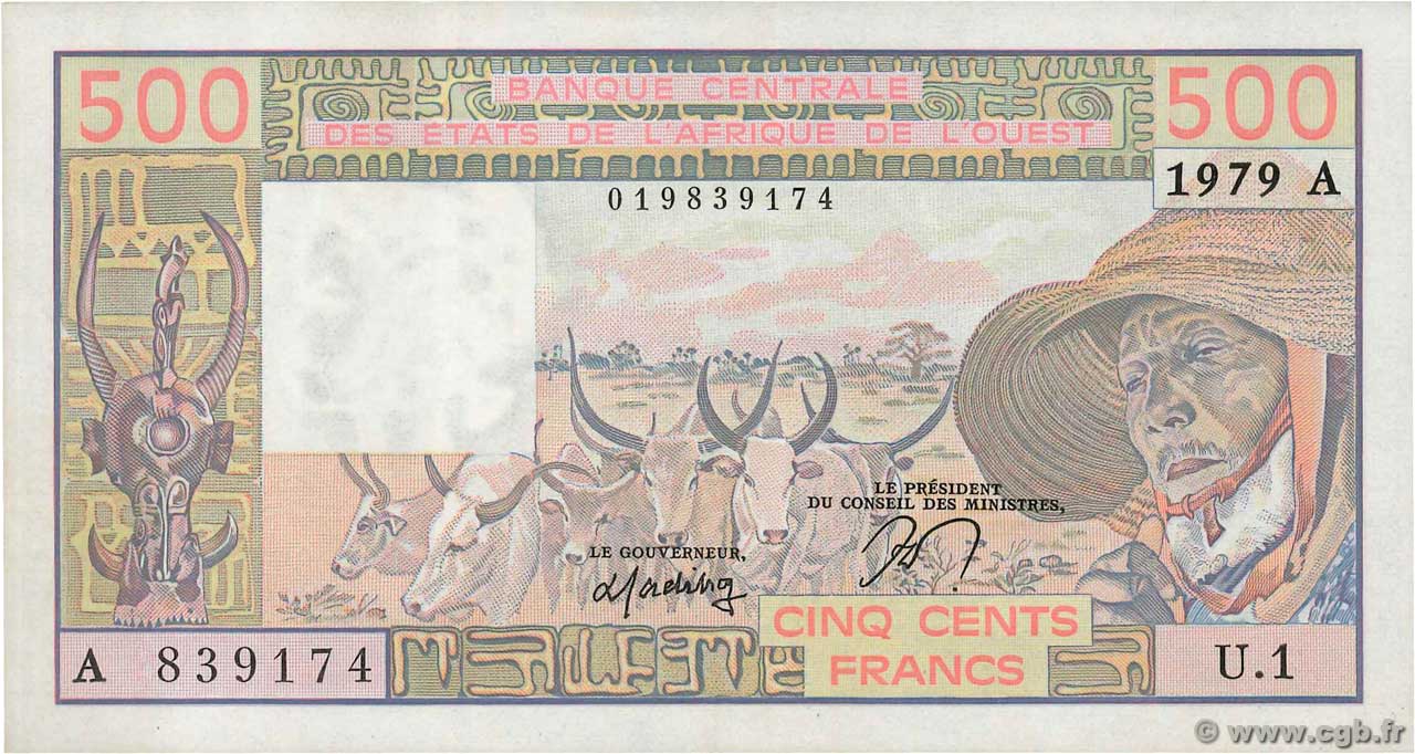 500 Francs ÉTATS DE L AFRIQUE DE L OUEST  1979 P.105Aa SUP