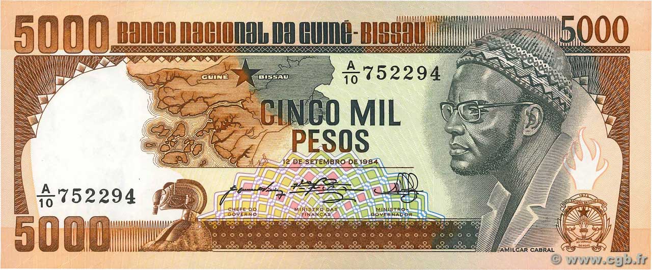 5000 Pesos GUINEA-BISSAU  1984 P.09 ST