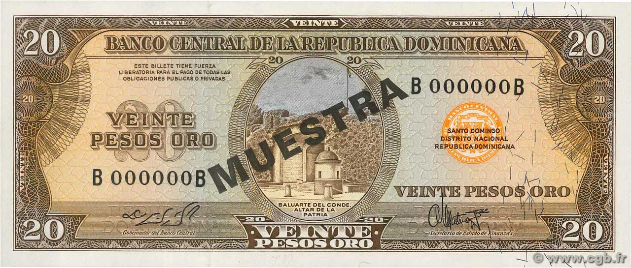 20 Pesos Oro Spécimen DOMINICAN REPUBLIC  1964 P.102s2 UNC