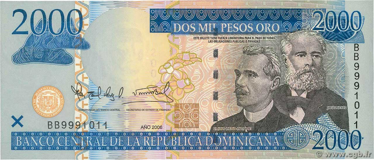 2000 Pesos Oro RÉPUBLIQUE DOMINICAINE  2006 P.181a fST+