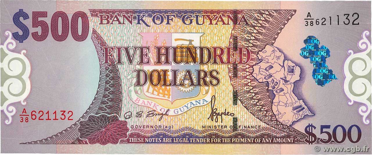 500 Dollars GUYANA  2002 P.34a NEUF
