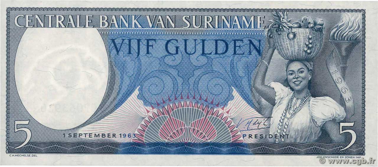 5 Gulden SURINAM  1963 P.120b NEUF