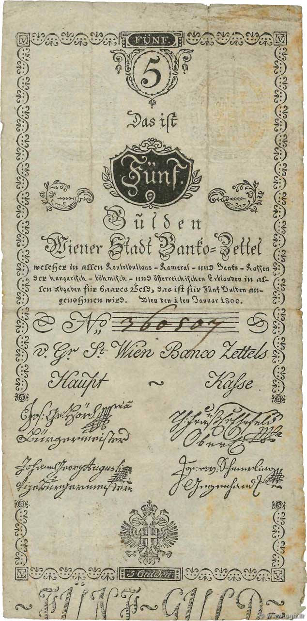 5 Gulden AUSTRIA  1800 P.A031a F