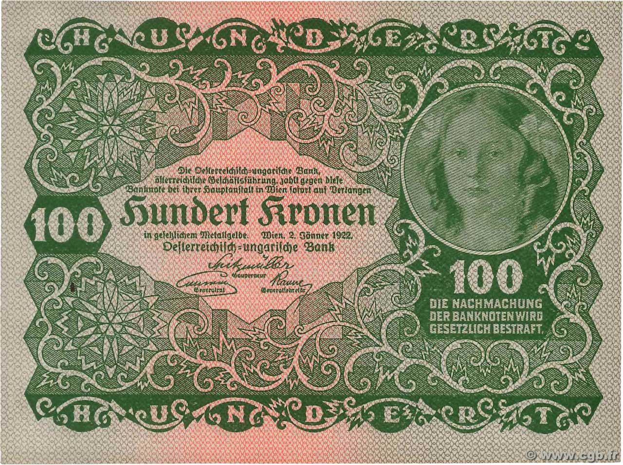100 Kronen AUSTRIA  1922 P.077 FDC