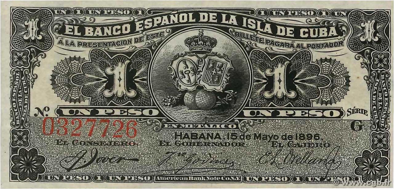 1 Peso KUBA  1896 P.047a ST
