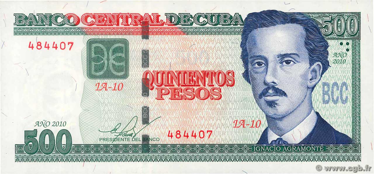 500 Pesos CUBA  2010 P.131 FDC