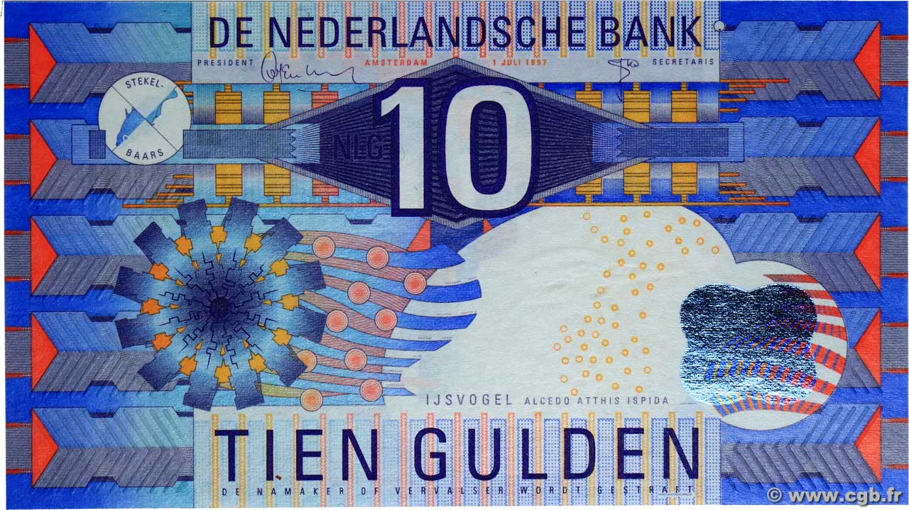 10 Gulden NETHERLANDS  1997 P.099 UNC