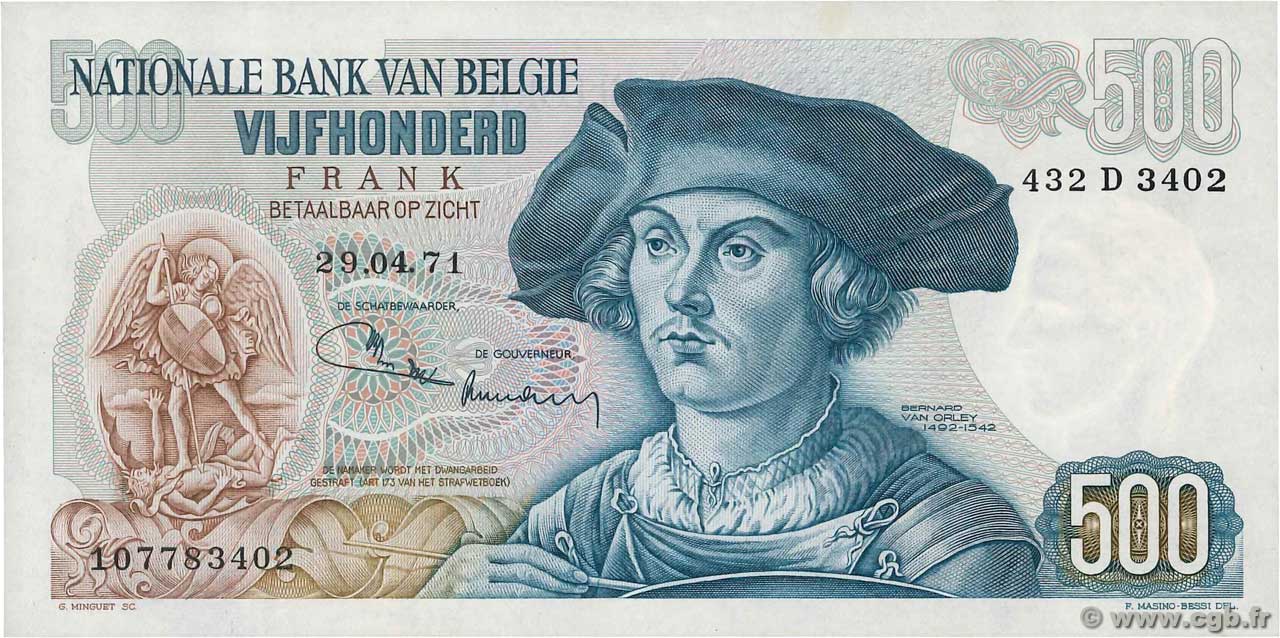 500 Francs BELGIQUE  1971 P.135b SUP