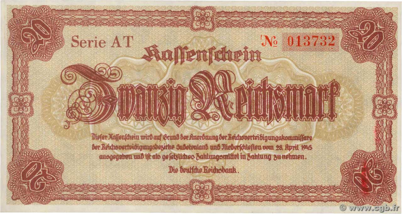 20 Reichsmark GERMANY  1945 P.187 UNC