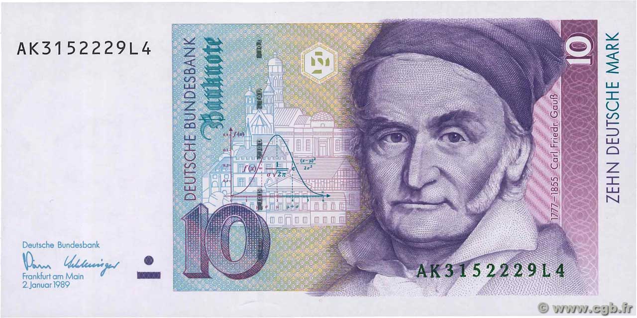10 Deutsche Mark GERMAN FEDERAL REPUBLIC  1989 P.38a ST