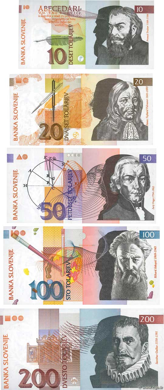 10 au 200 Tolarjev Lot SLOVENIA  1992 P.11 à 15 UNC
