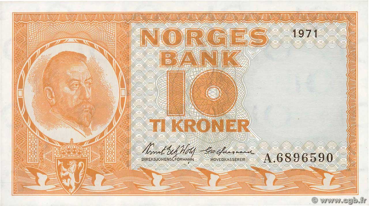 10 Kroner NORVÈGE  1971 P.31f pr.NEUF