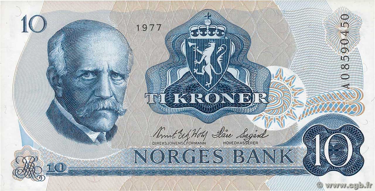 10 Kroner NORVÈGE  1977 P.36c NEUF