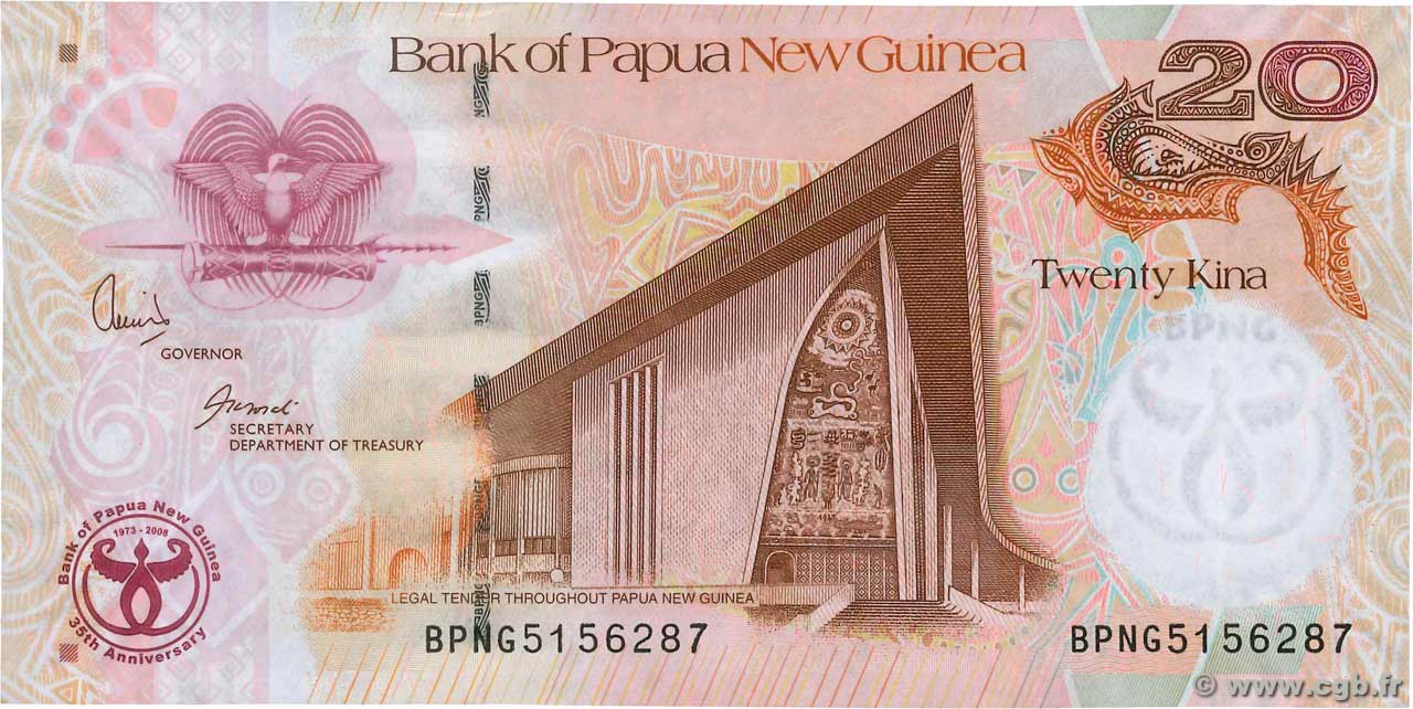 20 Kina Commémoratif PAPUA-NEUGUINEA  2008 P.36a fST+